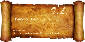 Thanhoffer Lili névjegykártya
